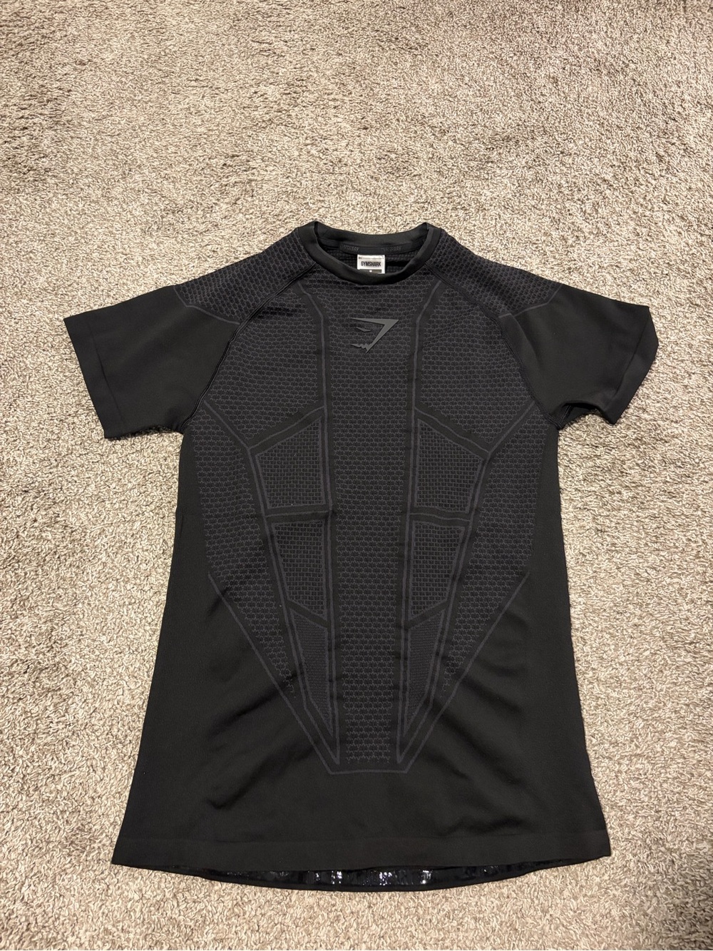 Gymshark Onyx Men's Athletic Compression T-Shirt Black M Crew Neck Stretch NEW